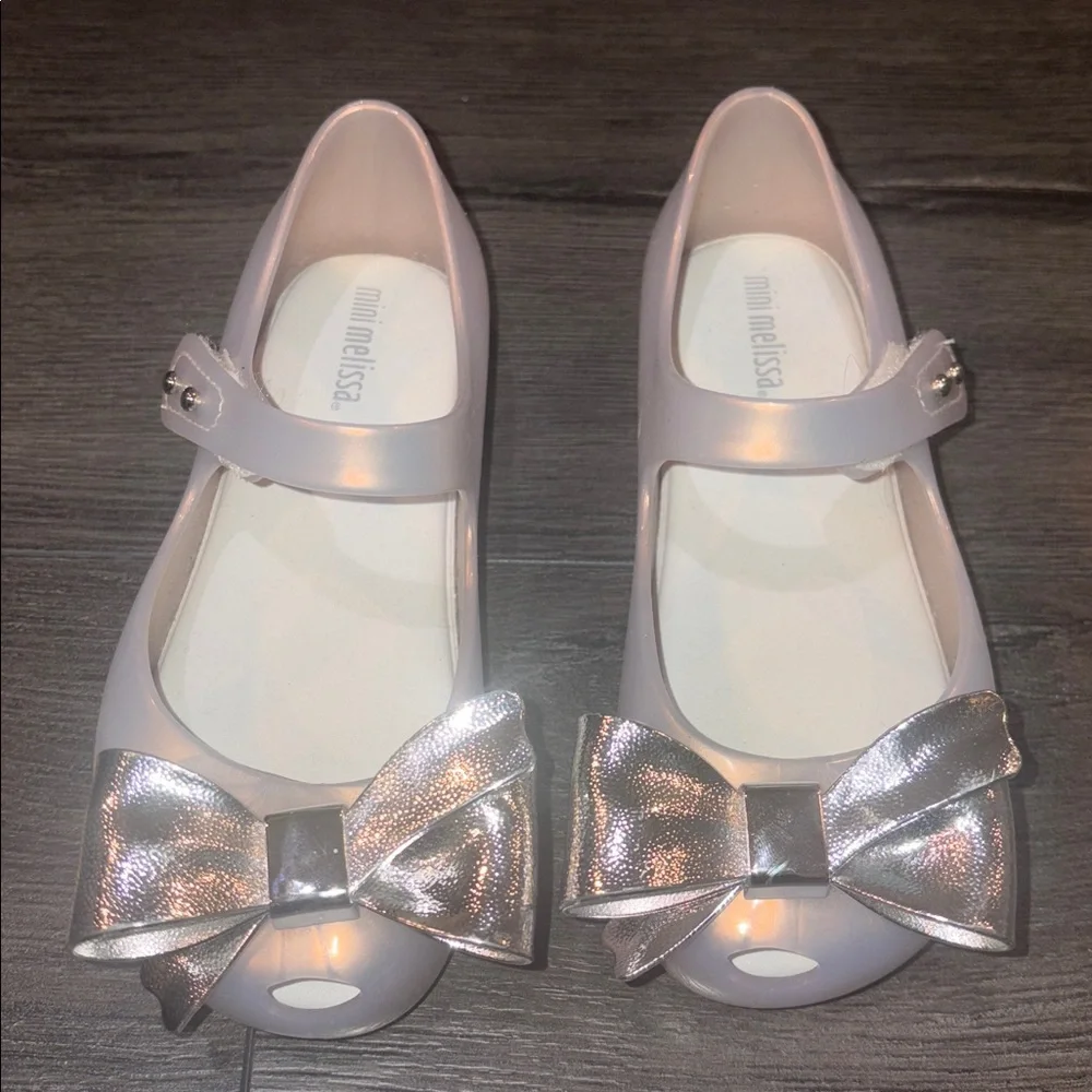 Mini Melissa Clear Jelly Mary Jane with Silver Bow